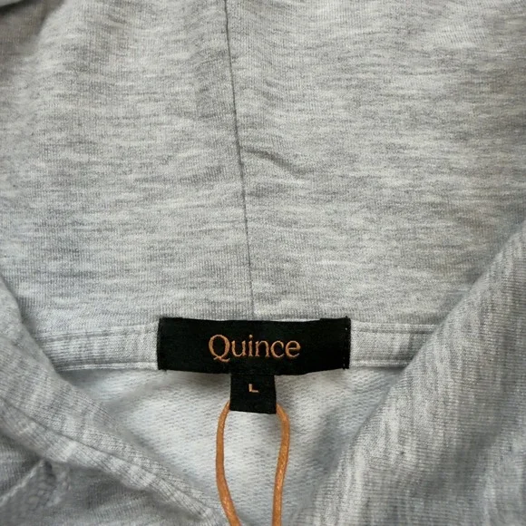 Quince SuperSoft Fleece Pullover Hoodie Heather Grey Large YATRC006 NWT - Picture 2 of 8